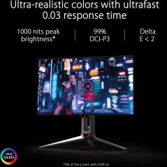ASUS ROG Swift OLED PG27AQDM 26.5" 2K Monitor - Stunning 2560 x 1440 Resolution, 240Hz Refresh Rate, and Pivot Design for Ultima
